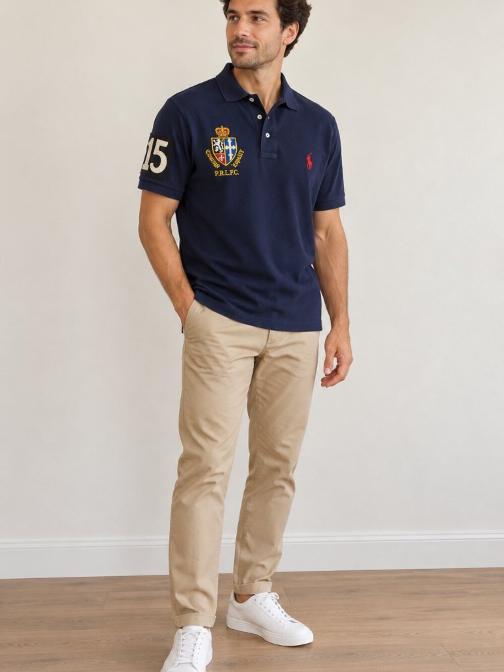 Polo Ralph Lauren “Rugby Match - War of Roses” Embroidered Navy Polo Sz. L